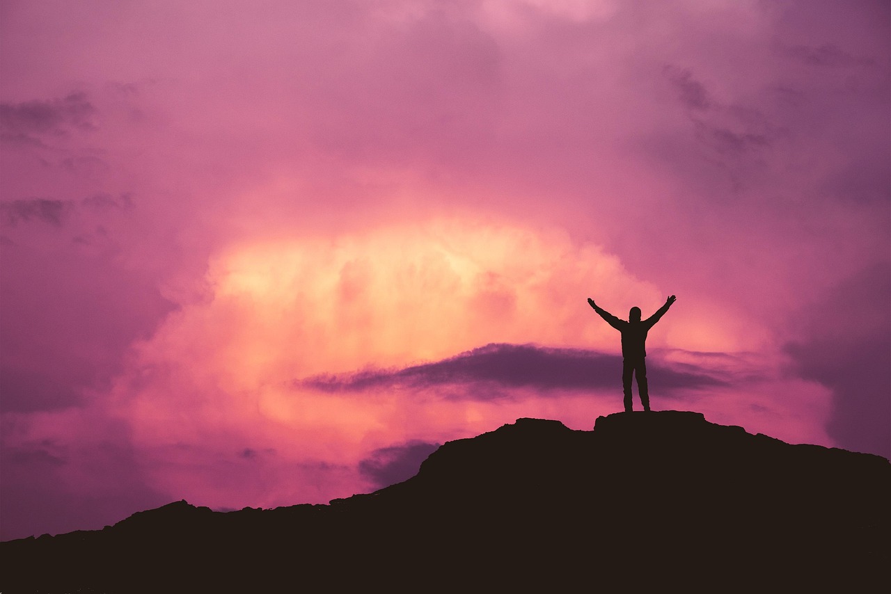 boy, silhouette, cliff, pose, adventure, smile, dark, walking, jacket, person, posing, nature, alone, landscape, travel, sunset, sky, clouds